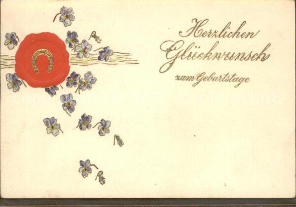 Glueckwunsch Geburtstag Hufeisen Blumen Siegel