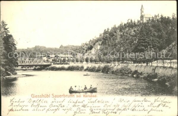 Giesshuebl-Sauerbrunn Tschechien Ruderboot auf Fluss