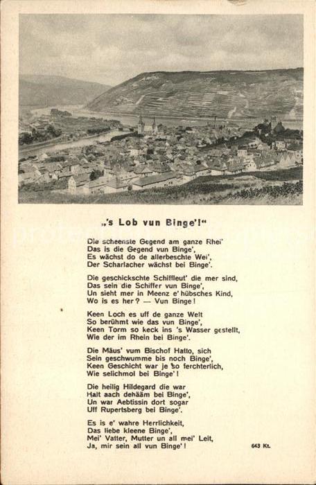 Bingen Rhein Panorama mit Rhein und Loblied