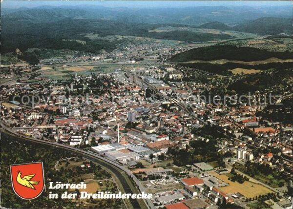 Loerrach Fliegeraufnahme Wappen Burg Rötteln Haa