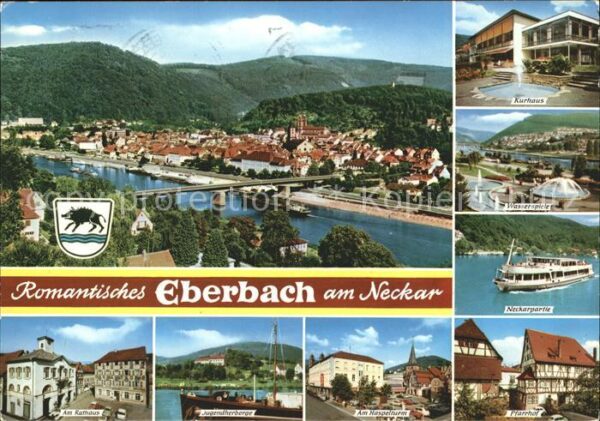 Eberbach Baden Panorama Kurhaus Jugendherberge Wappen