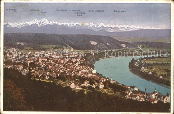 Waldshut Tiengen Rhein Fliegeraufnahme Rhein Alpen