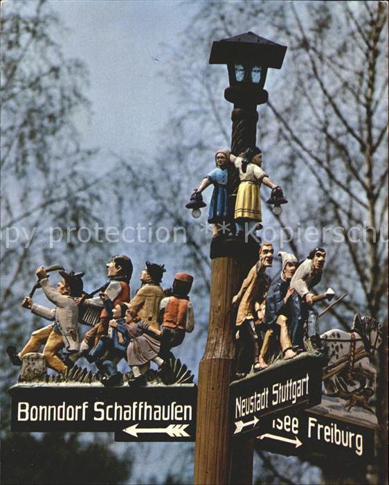 Lenzkirch Handgeschnitzter Wegweiser Komik