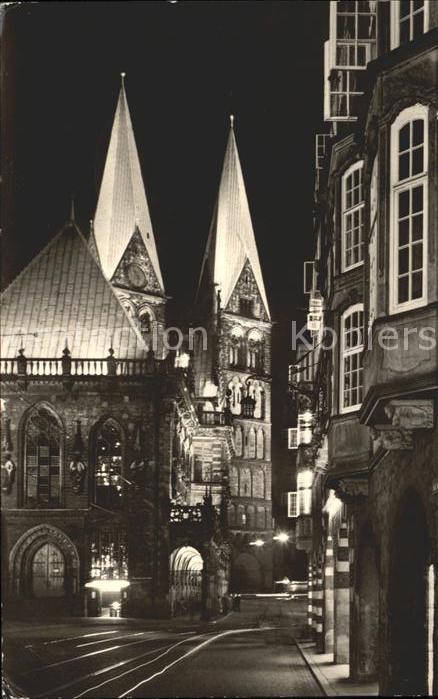 Bremen Marktplatz bei Nacht