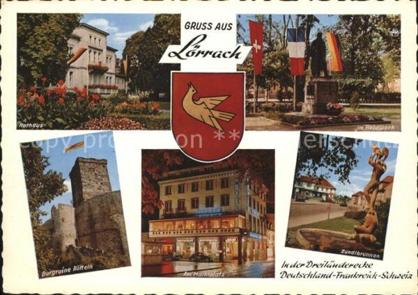 Loerrach Helbelpark Marktplatz Zundlbrunnen Ruin