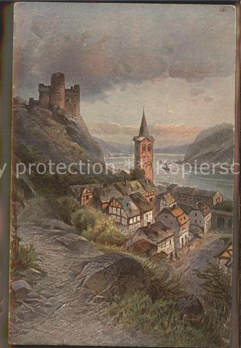St Goarshausen Burg Maus Künstlerkarte
