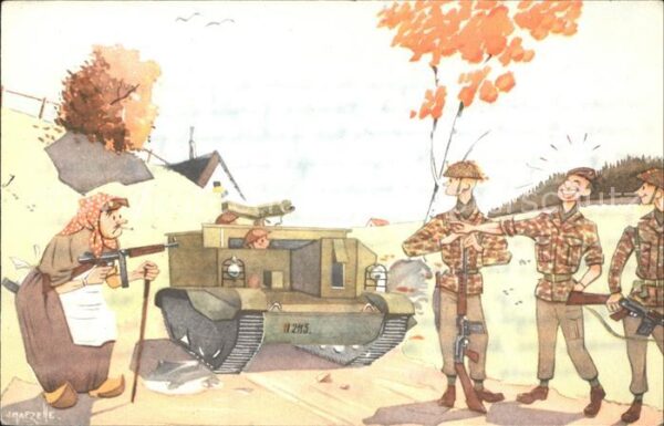 Militaria Humor alte Frau Panzer
