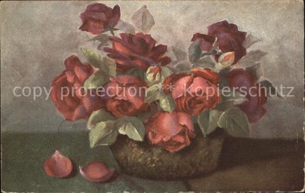 Kuenstlerkarte Rosen Vase