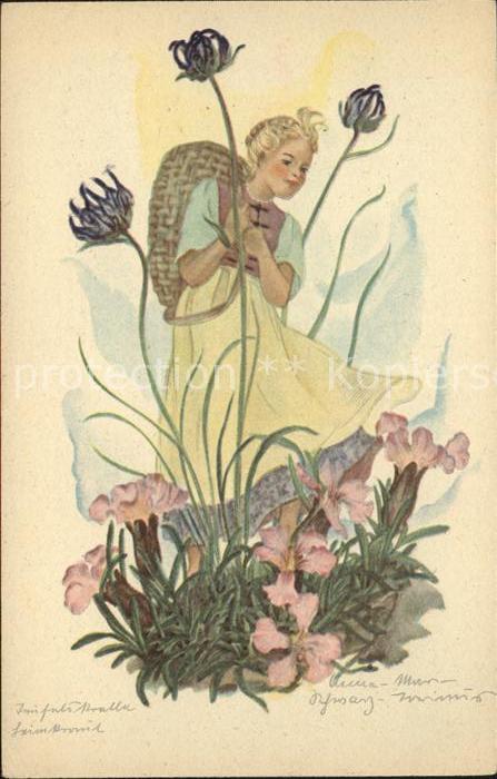 Kuenstlerkarte Blume Mädchen