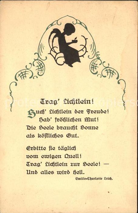 Scherenschnitt Schattenbildkarte Gedicht