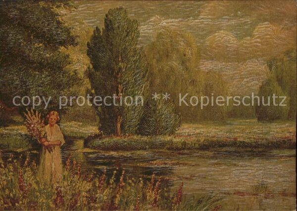 Kuenstlerkarte am Weiher Öl