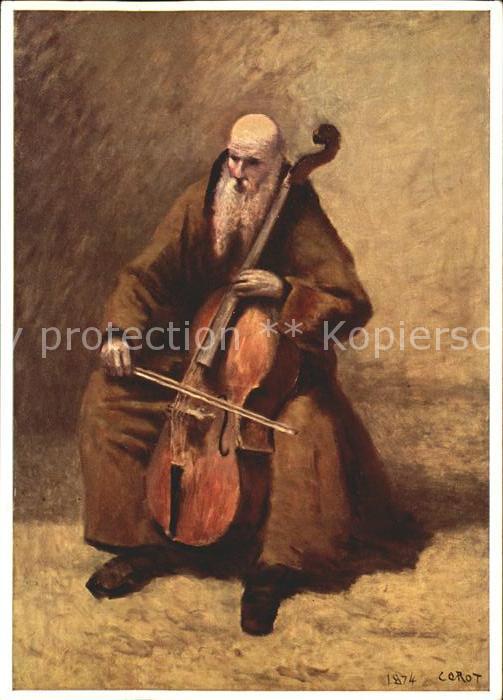 Kuenstlerkarte Cellospielender Musiker Camille Corot