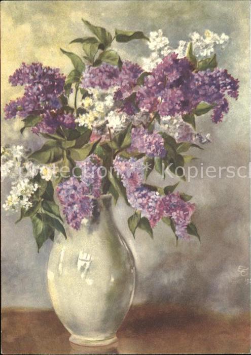 Blumen Flieder Vase Künstlerkarte