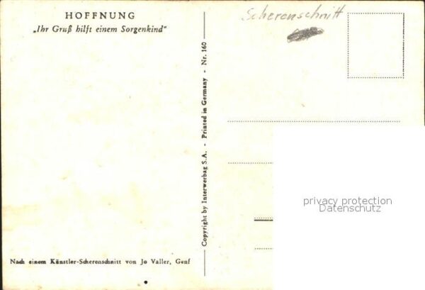 Scherenschnitt Schattenbildkarte Hoffnung Kind Hund – Bild 2
