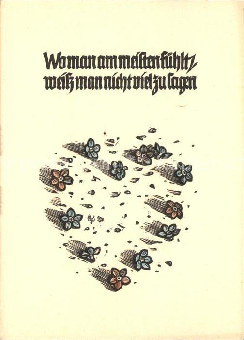 Kuenstlerkarte Blumen Spruch Holzschnitt