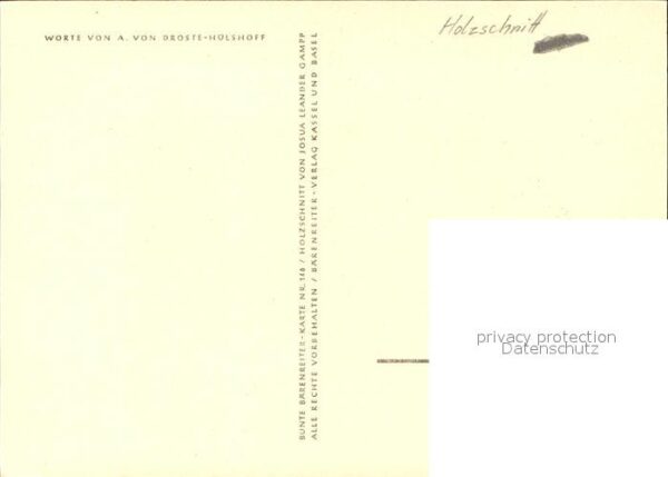 Kuenstlerkarte Blumen Spruch Holzschnitt – Bild 2