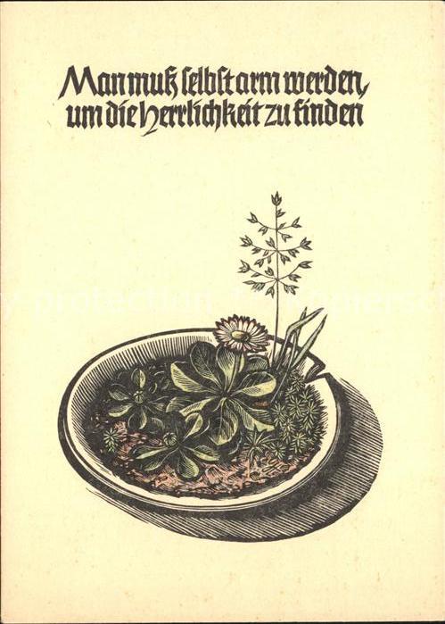 Kuenstlerkarte Holzschnitt Spruch