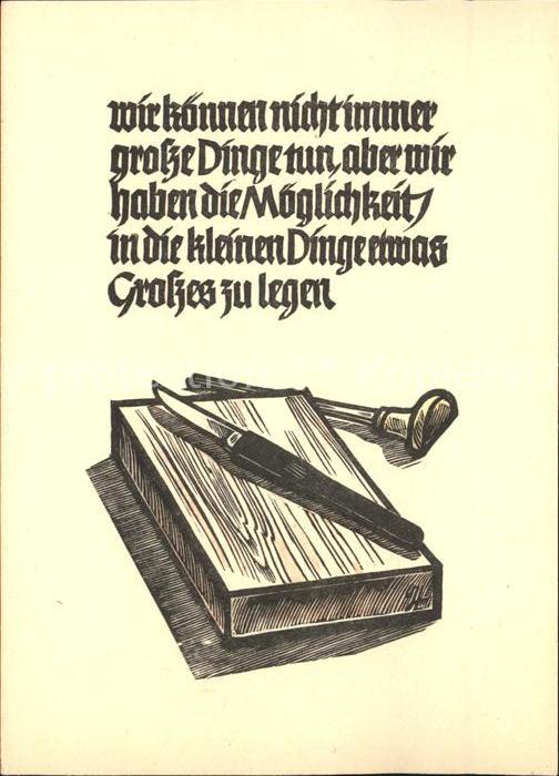 Kuenstlerkarte Spruch Holzschnitt