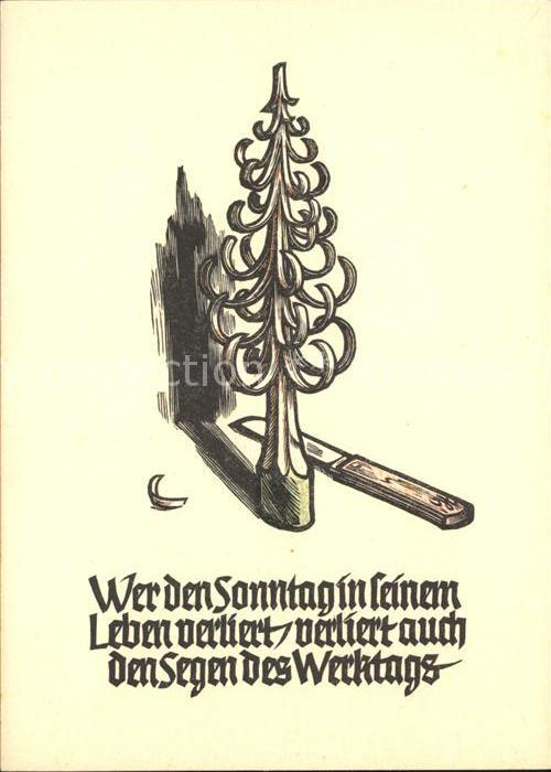 Kuenstlerkarte Holzschnitt Spruch
