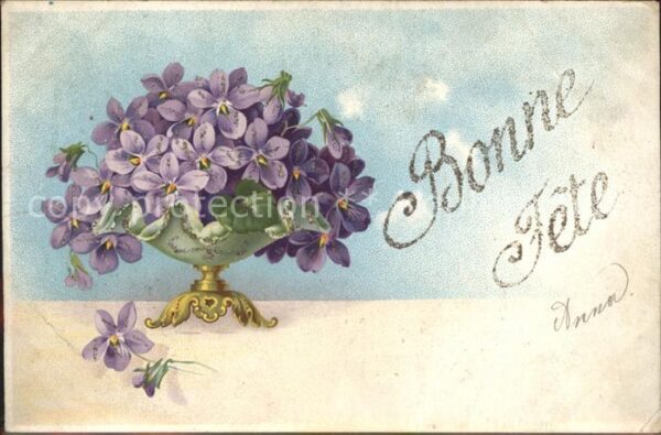 Kuenstlerkarte Blumen Bonne Fete