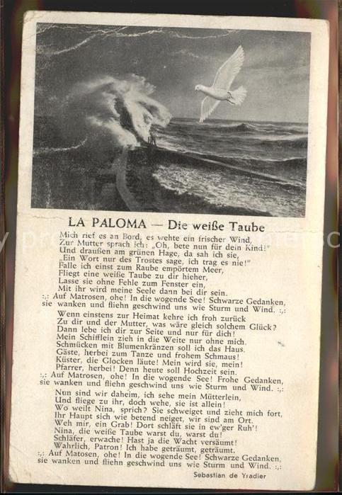 Liederkarte La Paloma Die weiße Taube
