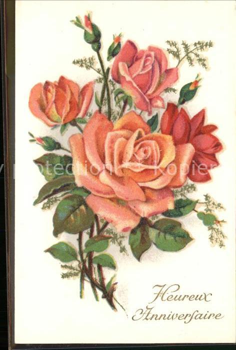 Blumen Rosen Heureux Anniverfaire Glimmer