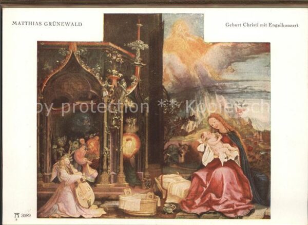 Kuenstlerkarte Matthais Grünewald Geburt Christi Engel