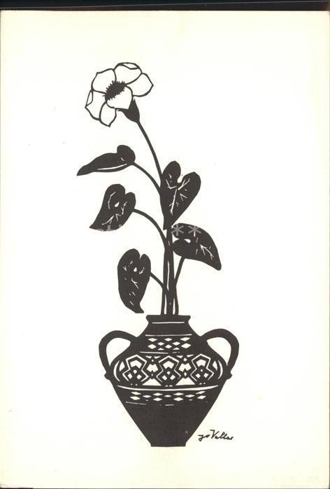 Scherenschnitt Schattenbildkarte Blume Vase Scherenschnitt