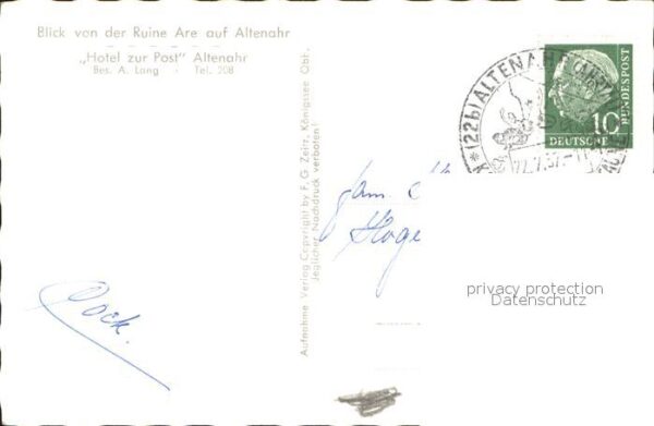 Altenahr Blick von der Ruine Are (Stempel) – Bild 2
