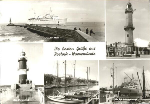 Warnemuende Ostseebad mit Leuchtturm u.Alter Strom