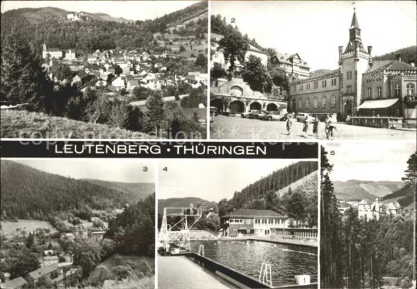 Leutenberg Thueringen Marktplatz u.Schwimmbad