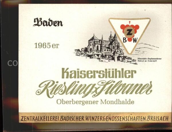 Breisach Rhein Weinetikette (Oberbergen)