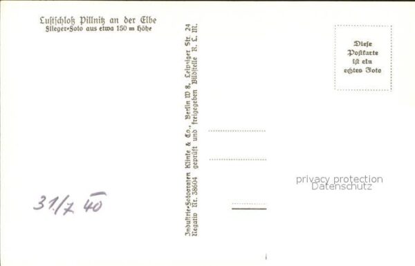 Pillnitz Fliegeraufnahme Elbe Lustschloss – Bild 2