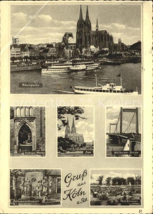 Koeln Rhein Mülheimer Brücke Schiffe