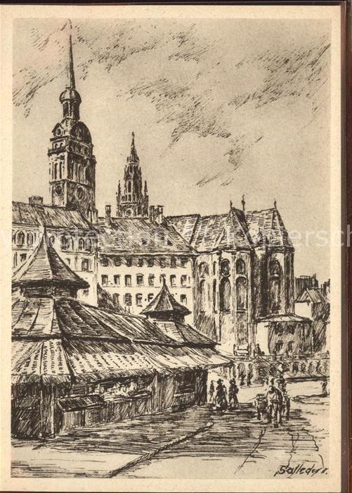 Muenchen Künstlerkarte Zeichnung Sallerdeyr
