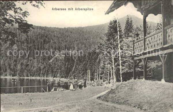 Bayerisch Eisenstein Arbersee mit Arberspitze Arberseehaus