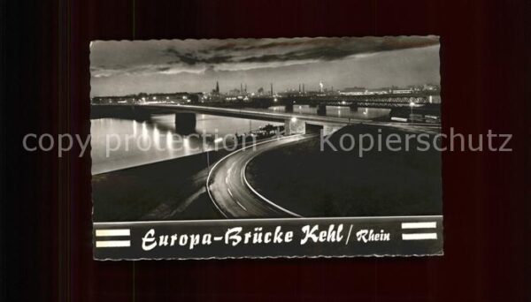 Kehl Rhein Europa Brücke bei Nacht