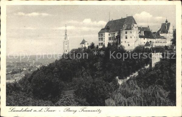 Landshut Isar Burg Trausnitz Kupfertiefdruck