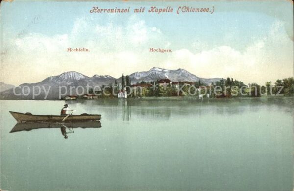 Chiemsee Herreninsel mit Hochfelln und Hochgern