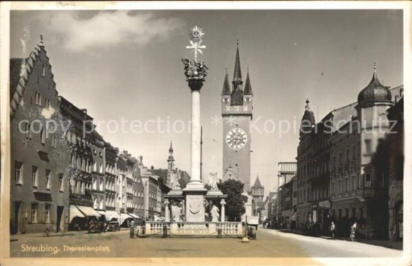 Straubing Theresienplatz Dreifaltigkeitssäule Sta