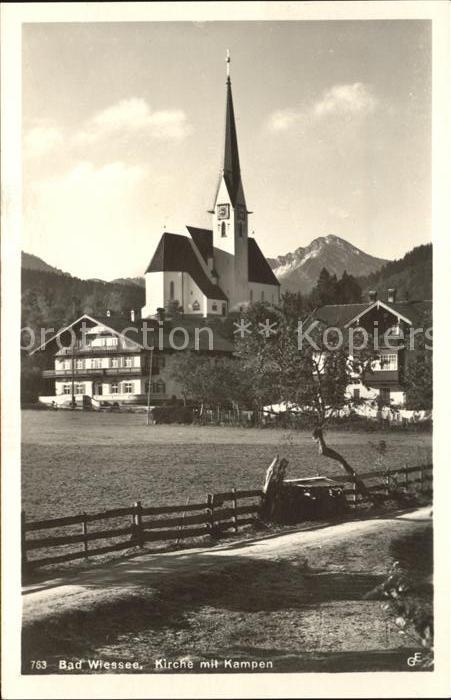 Bad Wiessee Ortsansicht mit Kirche und Kampen Mangf