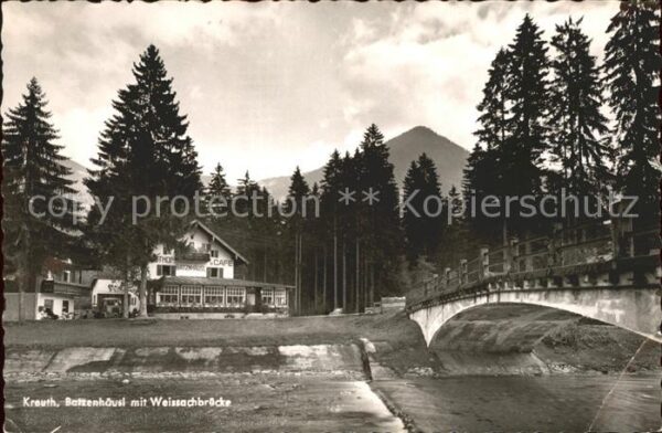 Kreuth Tegernsee Gasthof Batzenhäusl mit Weissachbrücke