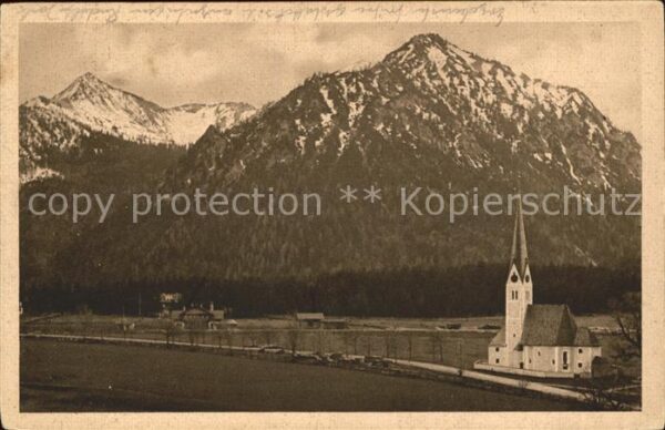 Fischhausen Schliersee Ortsansicht mit Kirche Brecherspitze Na