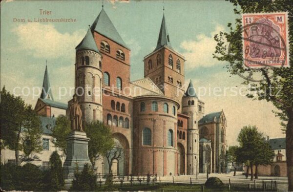 Trier Dom und Liebfrauenkirche Stempel auf AK