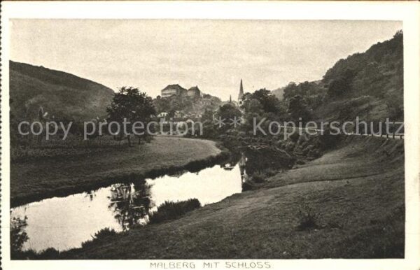 Malberg Eifel Uferpartie am Fluss Schloss Richarz Nat