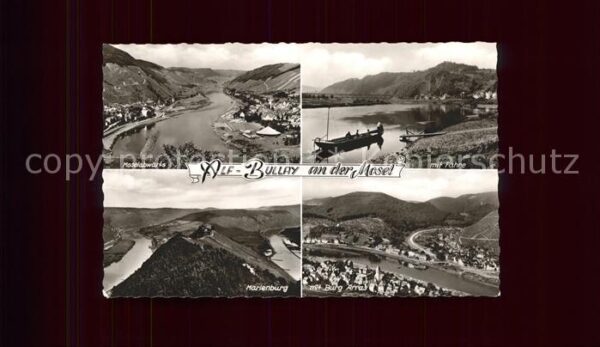 Alf Mosel und Bullay Panorama Moselabwärts Fähre
