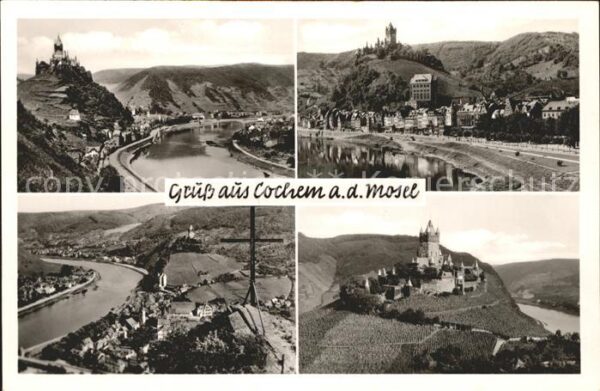 Cochem Mosel Gesamtansicht mit Burg Gipfelkreuz