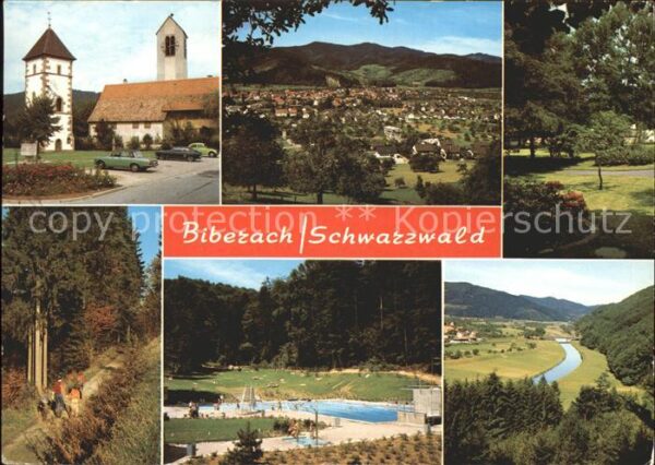 Biberach Baden Partie an der Kirche Schwimmbad Panoram