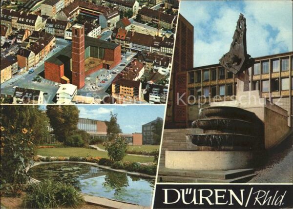 Dueren Rheinland Fliegeraufnahme Innenstadt Teich Brunne