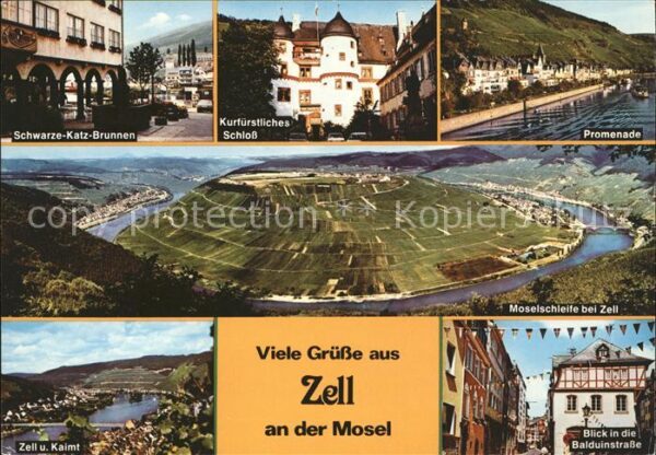 Zell Mosel Schwarze Katz Brunnen Schloss Promenade